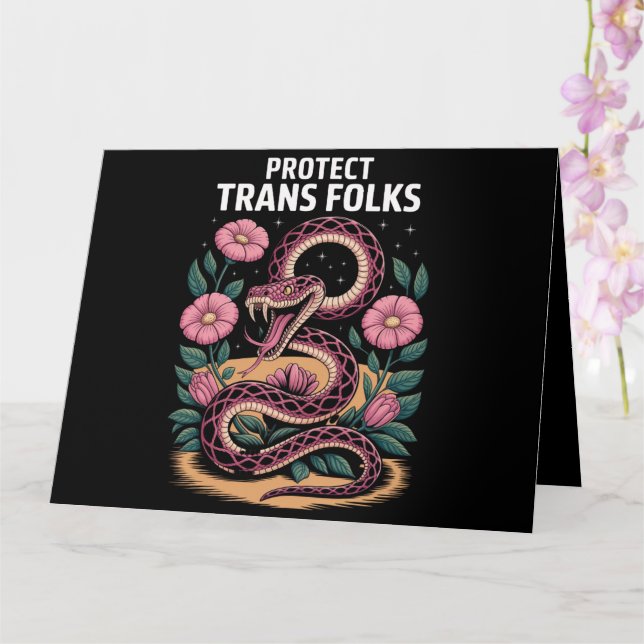 Retro Trans Pride Trans Right Protect Trans Folks  Karte (Orchidee)