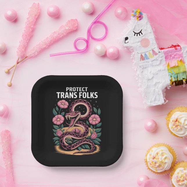 Retro Trans Pride Trans Right Protect Trans Folks  Pappteller (Party)