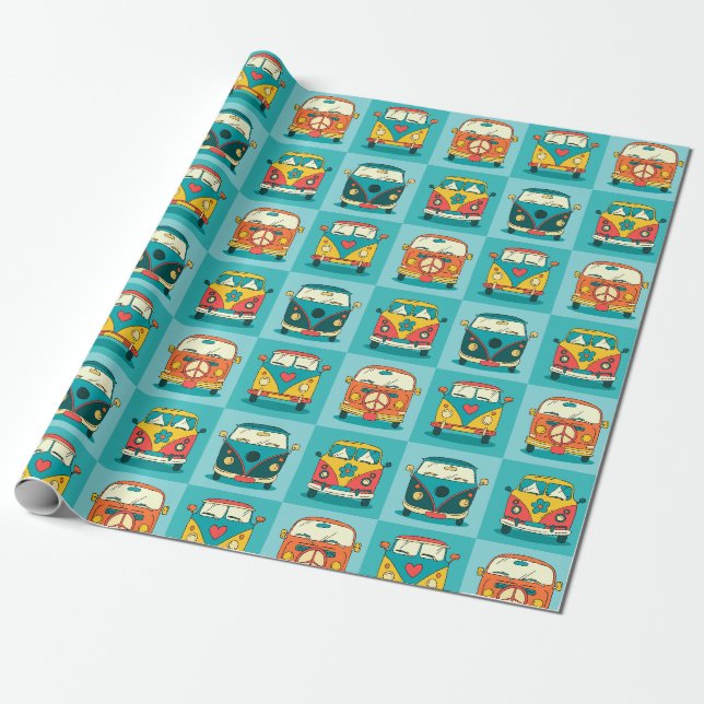 Retro Transporter Geschenkpapier (Ungerollt)