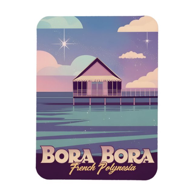 Retro Travel 80er Neon Bora Bora Französisch Polyn Magnet (Vertikal)