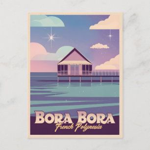 Retro Travel 80er Neon Bora Bora Französisch Polyn Postkarte