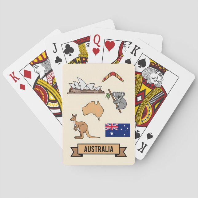 Retro Travel Australia Iconic National Symbols Spielkarten (Rückseite)