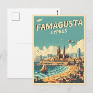 Retro travel Famagusta Beach Zypern Geschenke Postkarte