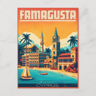 Retro travel Famagusta Beach Zypern Geschenke Postkarte