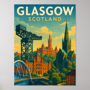 Retro Travel Glasgow Schottland Poster