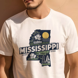 Retro Travel Iconic Mississippi Grafik T-Shirt