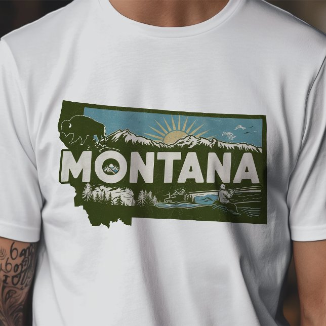 Retro Travel Iconic Montana Grafik T-Shirt (Von Creator hochgeladen)