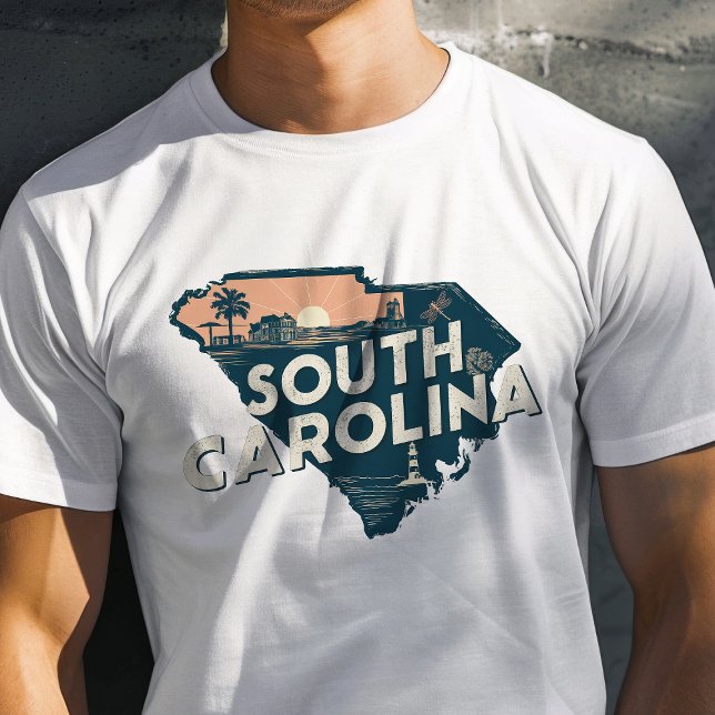 Retro Travel Iconic South Carolina Graphic T-Shirt (Von Creator hochgeladen)