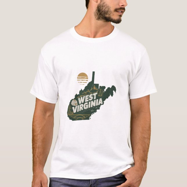 Retro Travel Iconic West Virginia Graphic T-Shirt (Vorderseite)