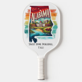 Retro Travel Map Alabama Staat Pickleball Schläger