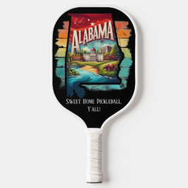 Retro Travel Map Alabama Staat Pickleball Schläger