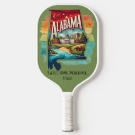 Retro Travel Map Alabama Staat Pickleball Schläger