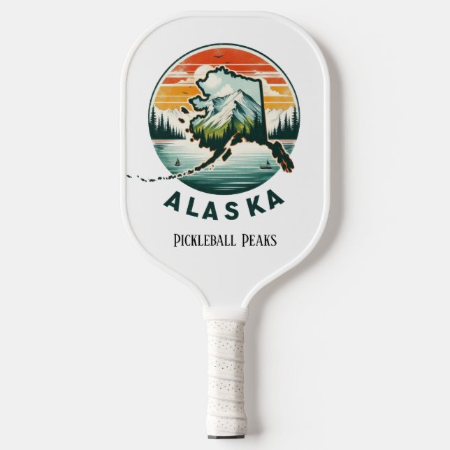 Retro Travel Map Alaska Staat Pickleball Schläger (Vorderseite)