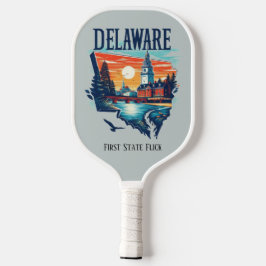 Retro Travel Map Delaware Staat Pickleball Schläger
