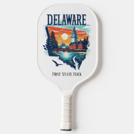 Retro Travel Map Delaware Staat Pickleball Schläger