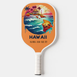 Retro Travel Map des Hawaii Staat Pickleball Schläger