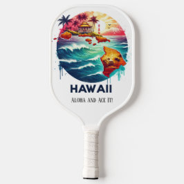 Retro Travel Map des Hawaii Staat Pickleball Schläger