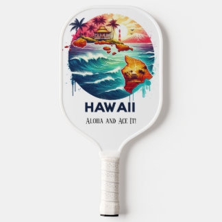 Retro Travel Map des Hawaii Staat Pickleball Schläger