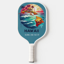 Retro Travel Map des Hawaii Staat Pickleball Schläger