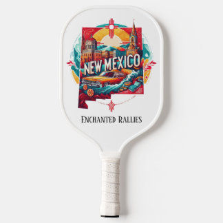 Retro Travel Map New Mexico Staat Pickleball Schläger
