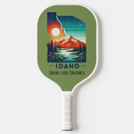 Retro Travel Map of Idaho Staat Pickleball Schläger
