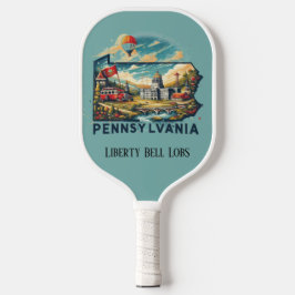 Retro Travel Map Pennsylvania Staat Pickleball Schläger