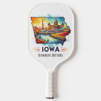 Retro Travel Map von Iowa Staat Pickleball Schläger