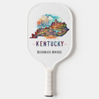 Retro Travel Map von Kentucky Staat Pickleball Schläger