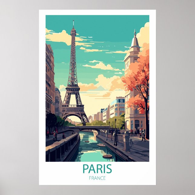 Retro Travel Paris Frankreich Zielort Wall Art Poster (Vorne)