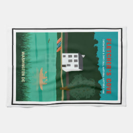 Retro Travel Poster Fletcher's Cove Washington DC Geschirrtuch