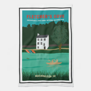 Retro Travel Poster Fletcher's Cove Washington DC Geschirrtuch