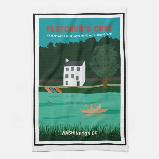 Retro Travel Poster Fletcher's Cove Washington DC Geschirrtuch (Vertikal)