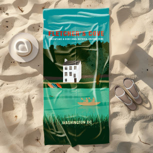 Retro Travel Poster Fletcher's Cove Washington DC Strandtuch