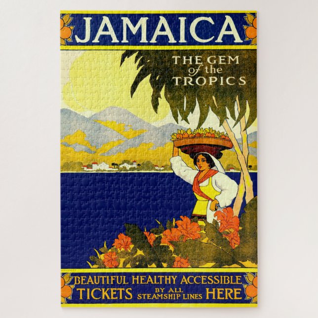 Retro Travel Poster Jamaica. Jigsaw Puzzle (Vertikal)