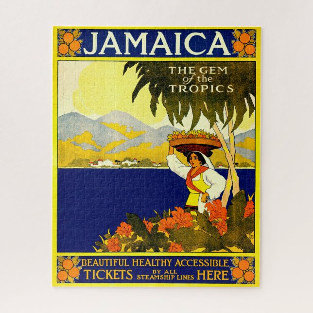 Retro Travel Poster Jamaica. Jigsaw Puzzle (Vertikal)