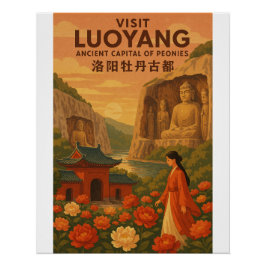 Retro Travel Poster - Luoyang, China