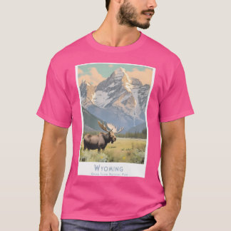 Retro Travel Poster Wyoming - Minimalistisches Gra T-Shirt
