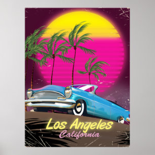 Retro Travel Print von Los Angeles 1980s Poster