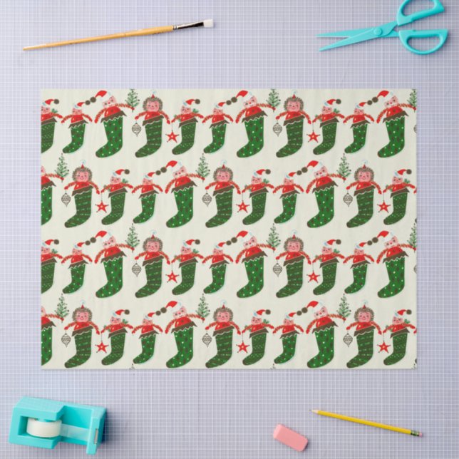 Retro Treasures Christmas Stockings Seidenpapier (Basteln)