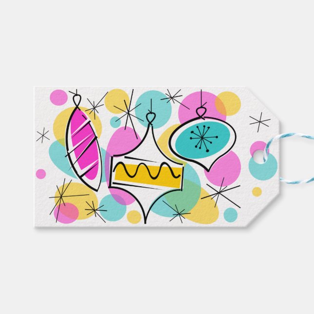 Retro Trebles Weihnachtsgeschenk-Tags Geschenkanhänger (Vorderseite (Horizontal))