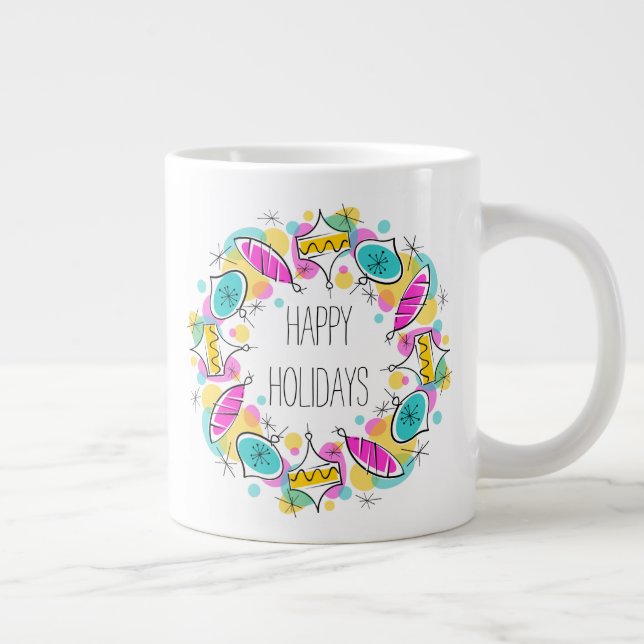 Retro Tree Baubles Circle Holidays Tasse jumbo (Rechts)