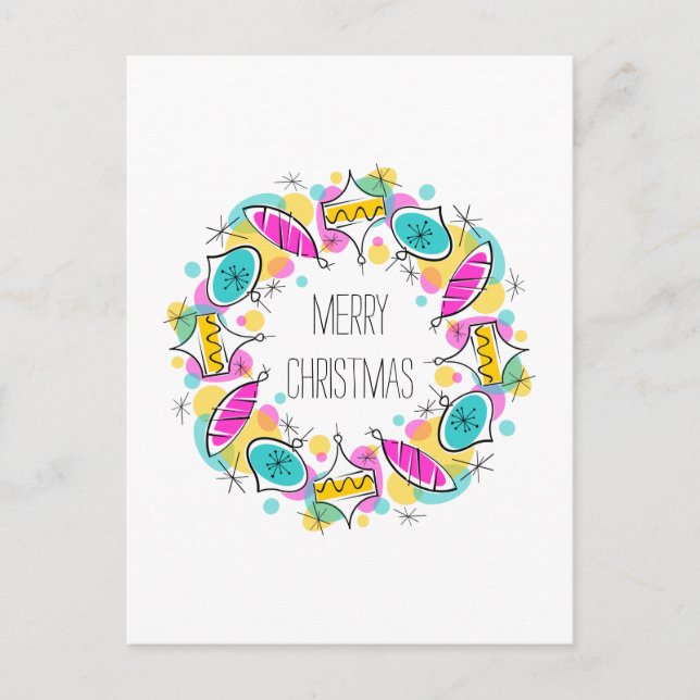 Retro Tree Baubles Circle Weihnachten vertikal (Vorderseite)