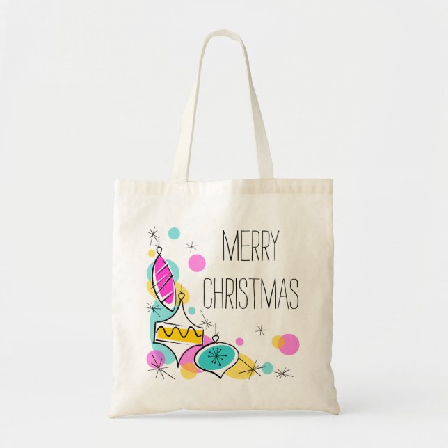 Retro Tree Baubles Corner Weihnachtsbudget Tasche (Vorne)
