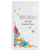 Retro Tree Baubles Ecke Weihnachtstext klein
