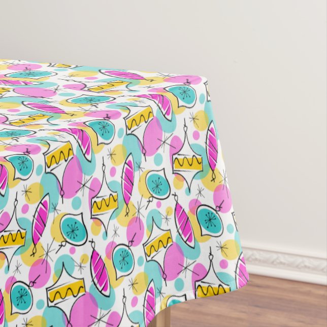Retro Tree Baubles Multi 360 tablecloth Tischdecke (Beispiel)