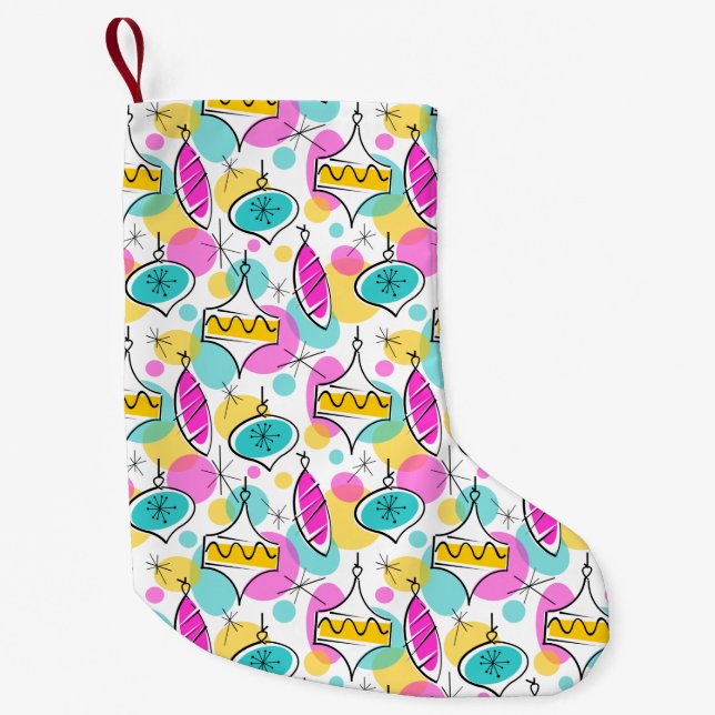 Retro Tree Baubles Multi-Strumpf 2 Seite Kleiner Weihnachtsstrumpf (Vorderseite)