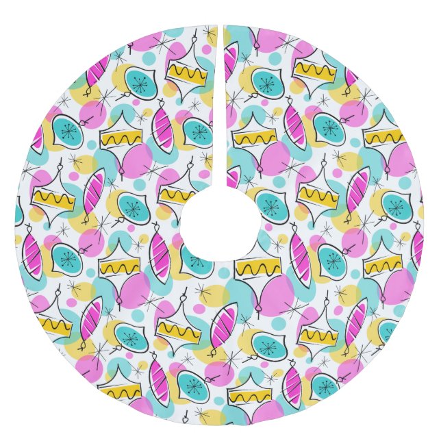 Retro Tree Baubles Multi Tree Rock Polyester Weihnachtsbaumdecke (Vorderseite)