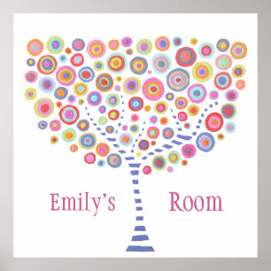 Retro Tree Personalised Name X LARGE Wall Poster