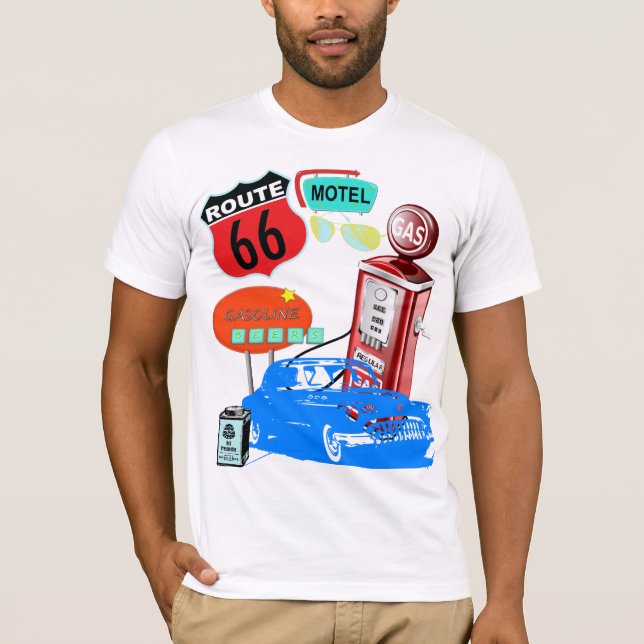 Retro treibendes T-Shirt des Weges 66 (Vorderseite)