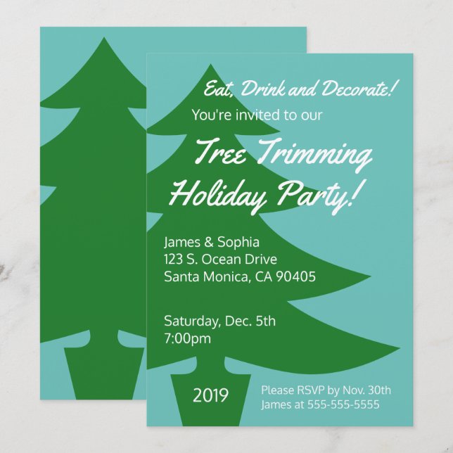 Retro Trem Trimming Urlaub Party Einladung (Vorne/Hinten)